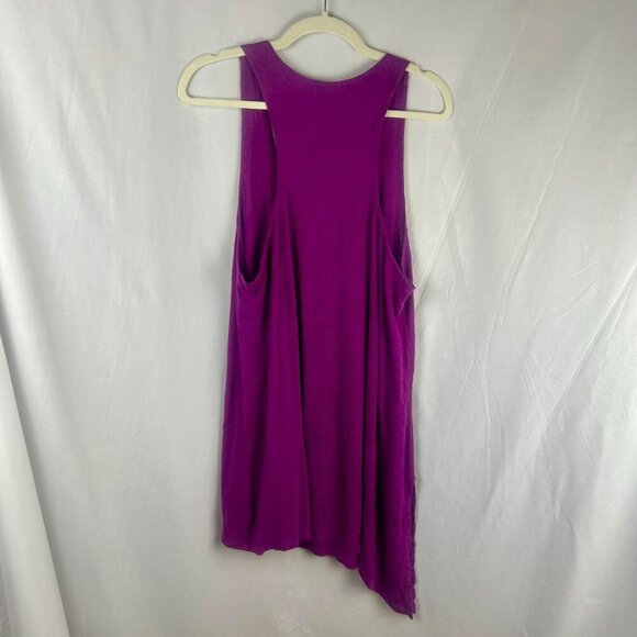 Eileen Fisher 100% Org Linen Tank Tunic Women Med Purple Asymmetrical Racerback - Picture 5 of 7